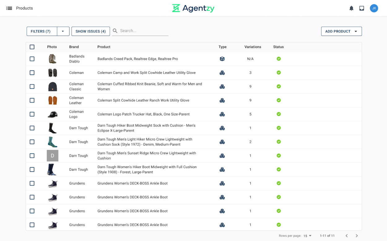 Agentzy Product Catalog screenshot